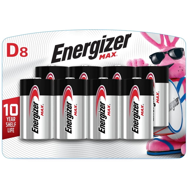 Batería Energizer MAX D Cell alcalina de 1,5 V (paquete de 8)