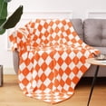 thumbnail image 2 of Checkerboard Grid Throw Blanket Super Soft Lightweight Warm Barefoot Fluffy Sofa Chenille Blanket for Bed Couch 50x60 Inches(Burnt Orange), 2 of 3