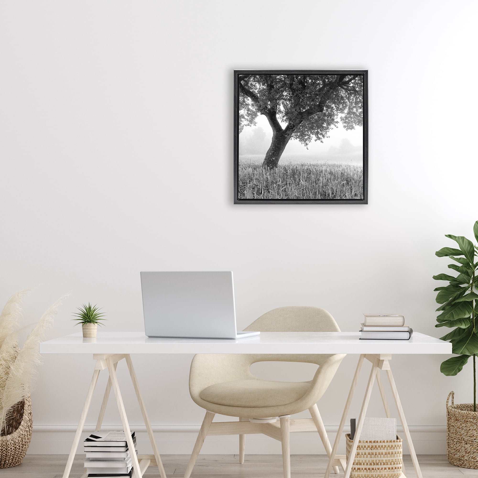 Stupell Industries Tuscan Morning Oak in Mist Black Framed Floater Canvas Wall Art, design by Chip Forelli