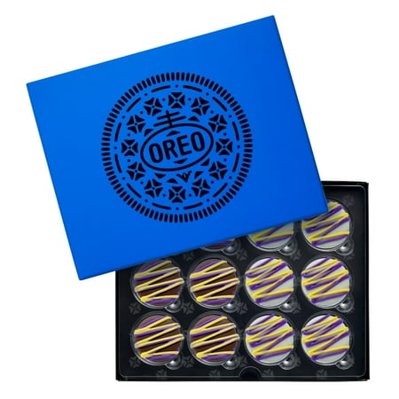 OREO Celebrations Yellow & Purple Drizzled Mixed Fudge Covered Cookies 12ct Box