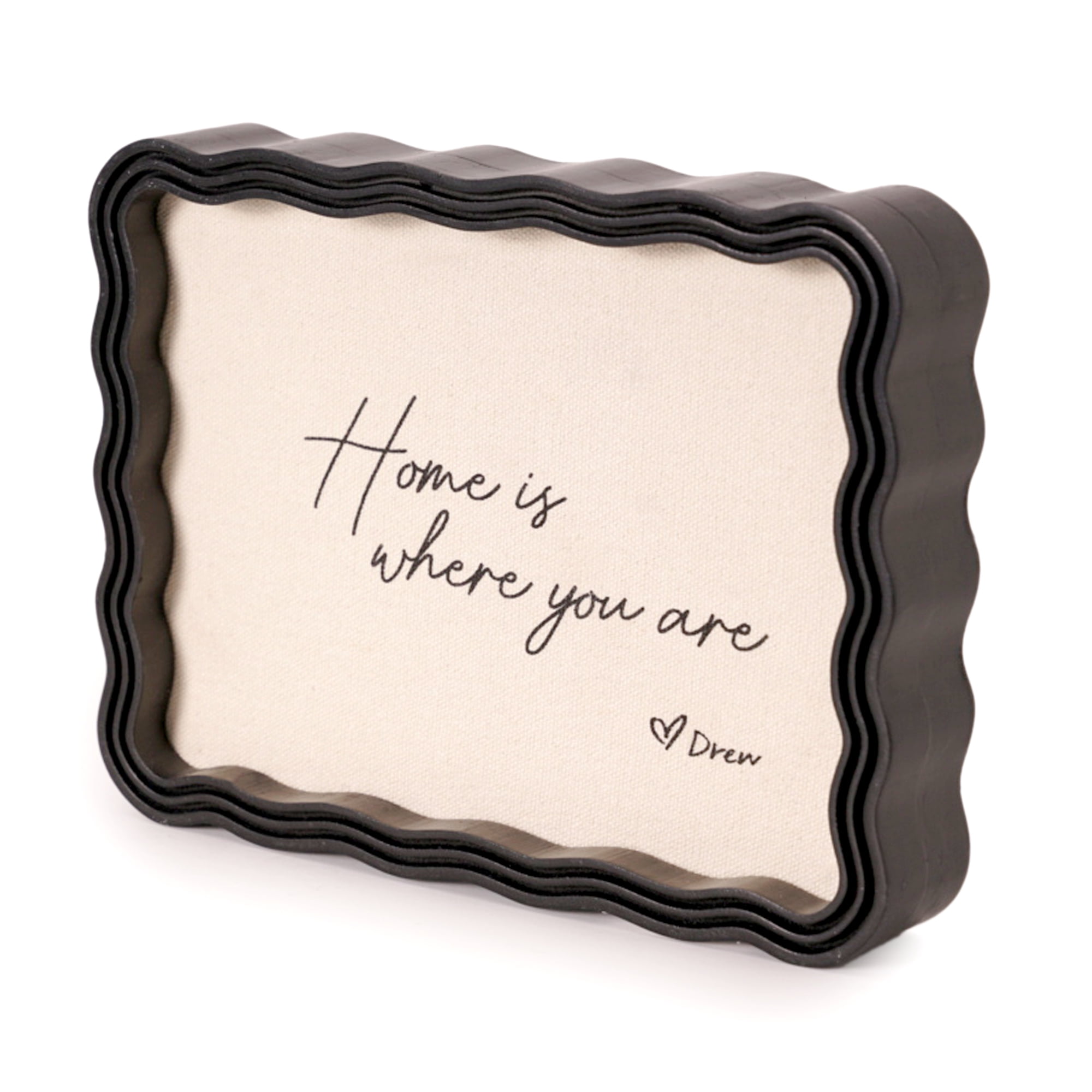 Beautiful 2 Black Wavey Framed Canvas Typographic Tabletop Decor 2-Side by Drew Barrymore 6" X 8"