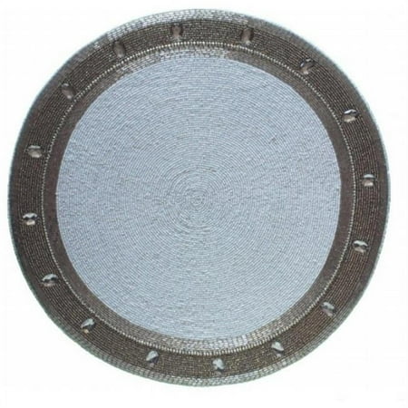

Kianni Decor PM - 37 Handcrafted Glassbeaded Placemat with Circular White Center with Grey Border