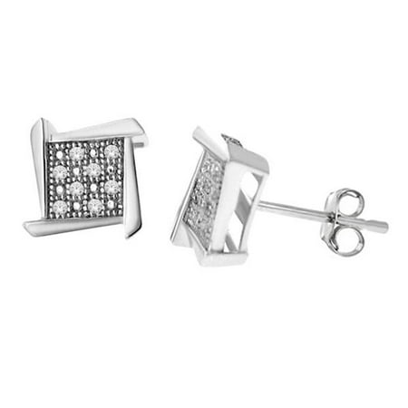Imperial 1/20ct TDW Diamond Sterling Silver Frame Style Cluster Stud Earrings