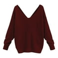 thumbnail image 4 of Red Womens Fall Tops Women's Two Piece V Neck Knotted Over Open Back Knit Sweater Topdacron Sweaters for Women, 4 of 4