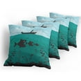 thumbnail image 5 of Ambesonne Teal Throw Pillow Cover 4 Pack, Fishing on Boat Nautical, 24", Blue Teal, 5 of 7