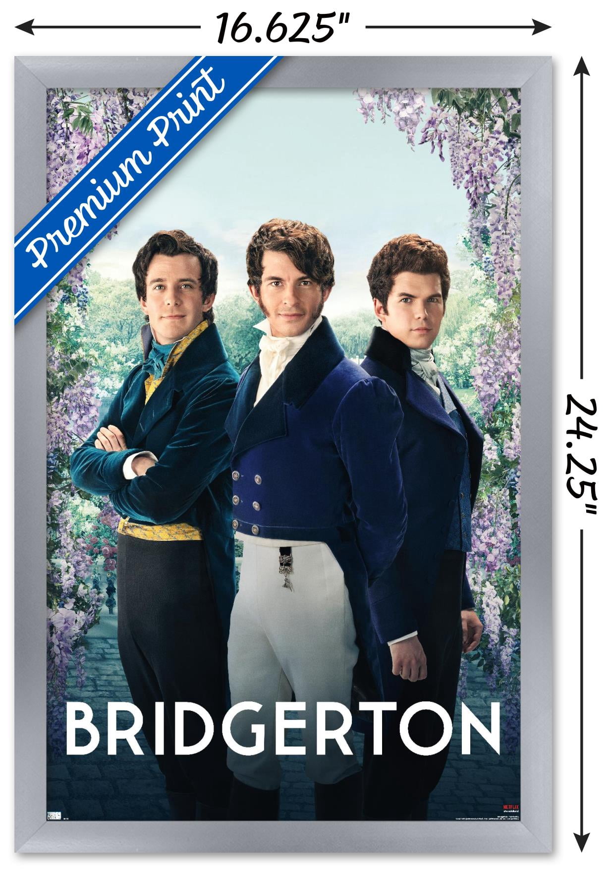 Netflix Bridgerton - Gentlemen Wall Poster, 14.725" x 22.375", Framed
