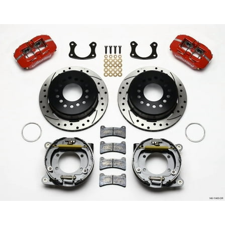 Wilwood Dynapro Low-Profile 11.00in P-Brake Kit Drill-Red Small Ford 2.50in Offset