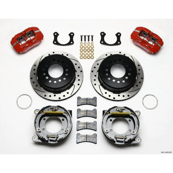 Wilwood Dynapro Low-Profile 11.00in P-Brake Kit Drill-Red Small Ford 2.50in Offset