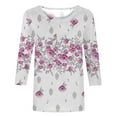 thumbnail image 4 of HKEJIAOI Hauts à Manches 3/4 en Polyester pour Femme Imprimé Graphique Hauts pour Femme 2023 Col Rond, 4 of 5