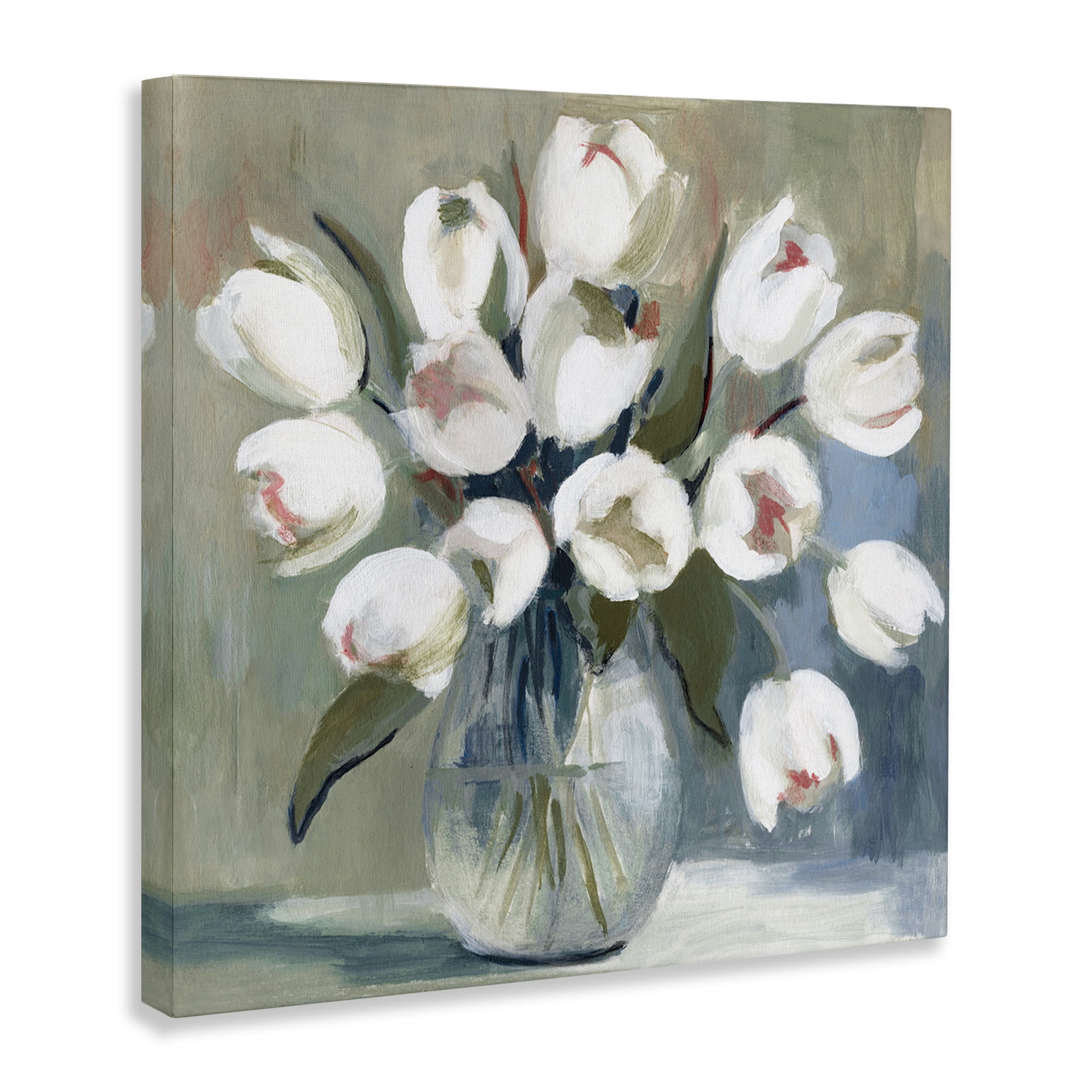 Stupell Industries White Tulip Vase Plants & Flowers Painting Wrapped Canvas Art Print Wall Art, 24 x 24