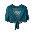 thumbnail image 2 of Pxiakgy Women'S Shawl Hollow Knitted Poncho Cape Scarf Pashmina Shawls Thin Fashionable and Versatile Women'S Hollow Knitted Short Shawl Dark Blue, 2 of 7