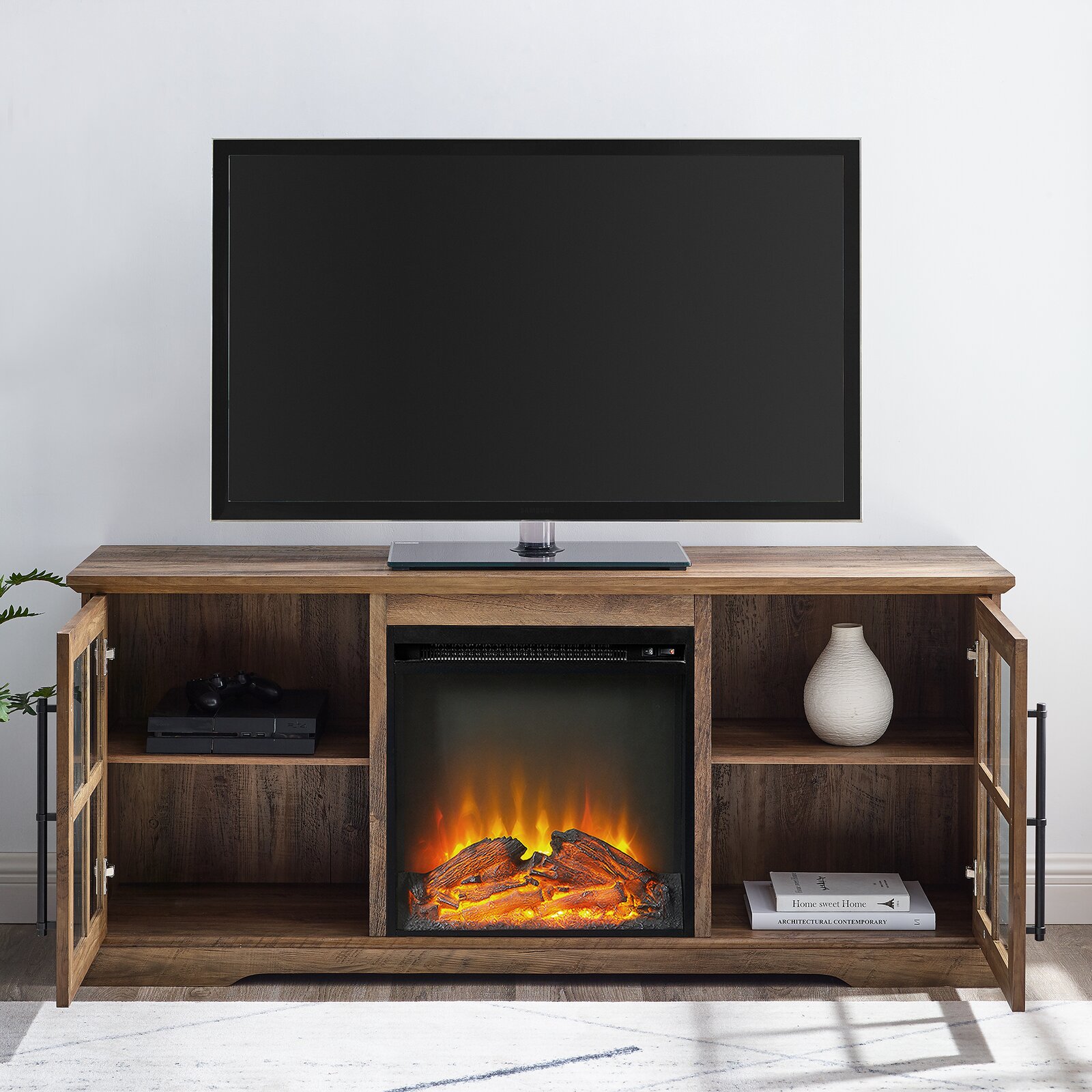 Dougan TV Stand for TVs up to 65" with Electric Fireplace Included