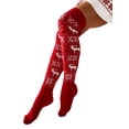 thumbnail image 5 of Yuemengxuan Women's Christmas Thigh High Socks, Snowflake Print Knit Stockings for Fall Winter, 5 of 6