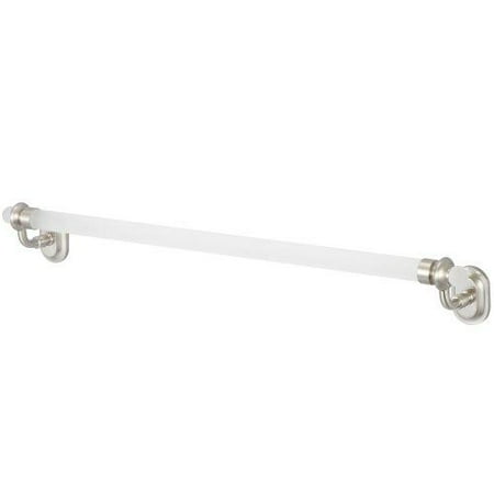 BA-0002-02 Elegant Glass Series 24 Towel Bar with Glass Highlights Strong Mounting Brackets Solid Brass Construction and Glass in Brushed Nickel