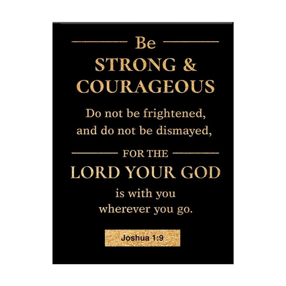 Gold Foil Canvas Wall Art Motivational Be Strong and Courageous Joshua 1:9 Print Canvas Painting Artwork Home Decor Gifts