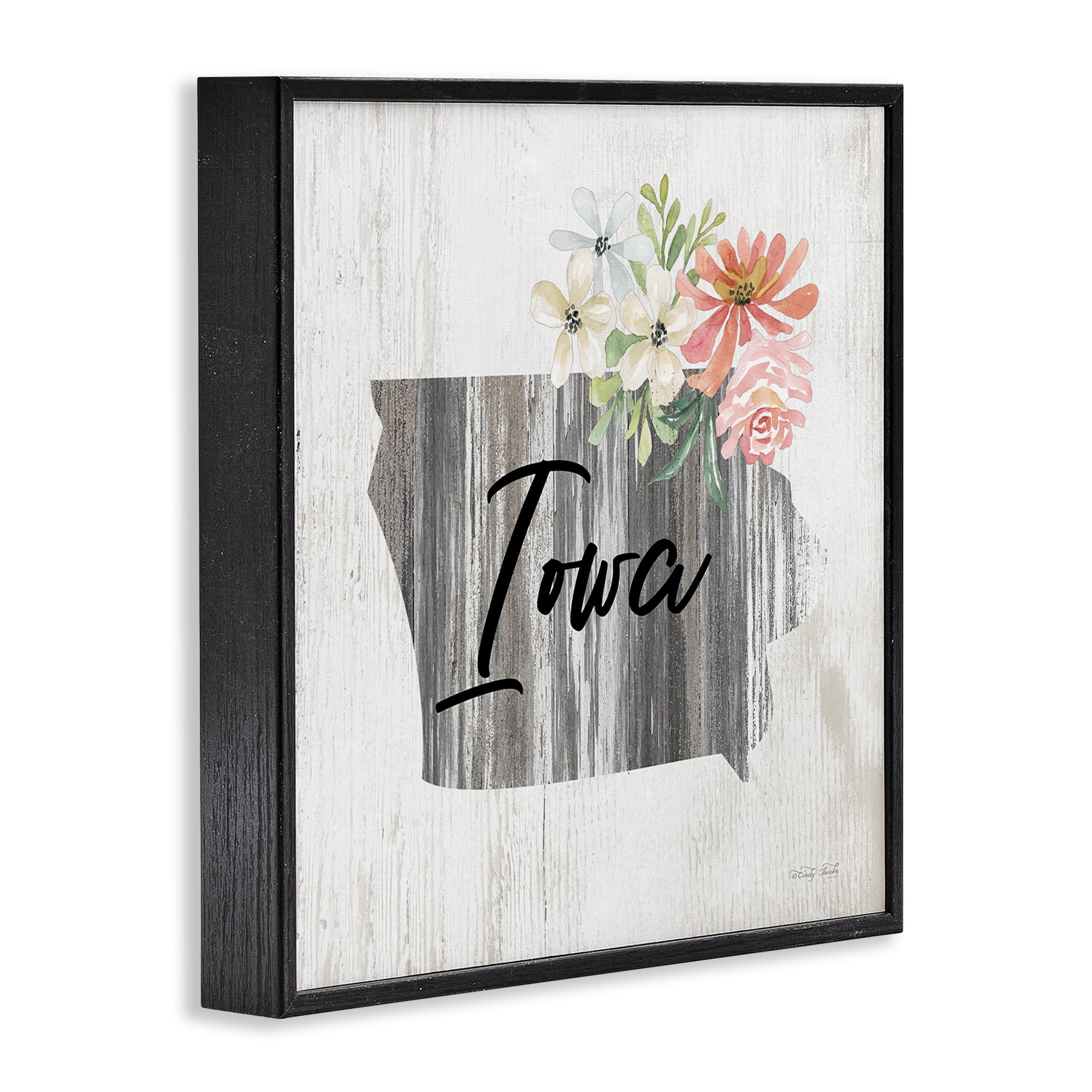 Stupell Industries Shabby Chic Iowa Botanical & Floral Painting Black Framed Art Print Wall Art, 12 x 12