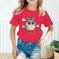 thumbnail image 2 of Curuila Kid Girls Tops Cartoon Print Crew Neck Short Sleeve Tee Summer Casual Loose T Shirt Hot Pink Size 12-14 Years, 2 of 4