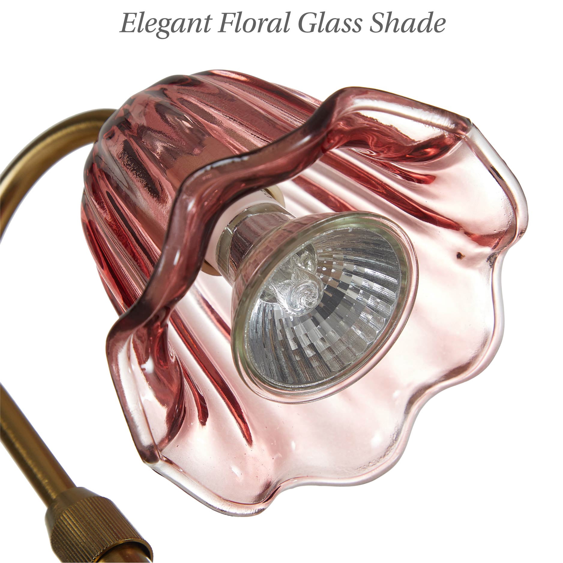 Stylehouse Home Decor Collection Pink Flower Glass Shaded Candle Warmer Lamp with Adjustable Dimmer and Timer