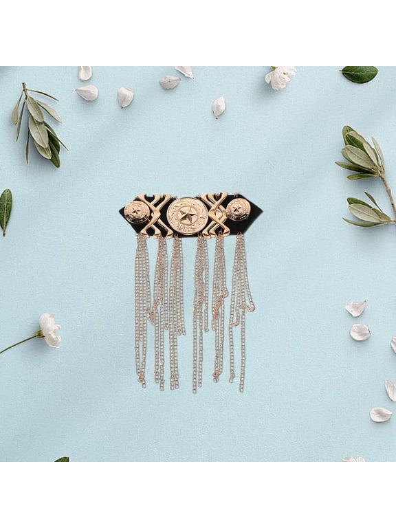 Golden Metal Tassel Epaulettes with Punk Fringe for Decoration