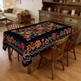thumbnail image 3 of Mexican Floral Printed Tablecloth, Stain Resistant Rectangle Polyester Table Cover for Kitchen, Dining, Party, Picnic, 3 of 8