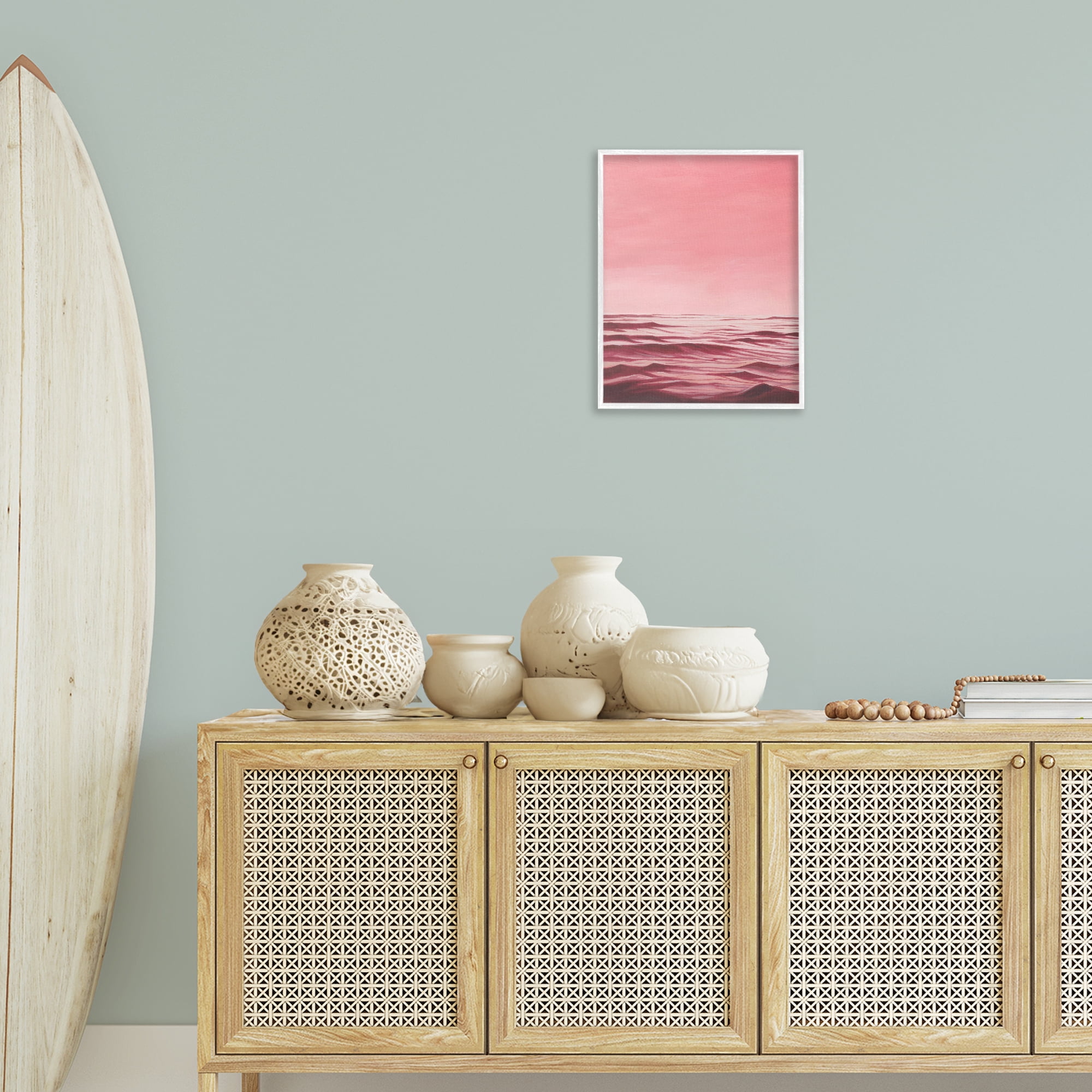 Stupell Industries Pink Ocean Ripples Coastal Painting White Framed Art Print Wall Art, 16 x 20