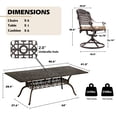 thumbnail image 5 of Magic Union 9 Pieces Outdoor Dining Set, Cast Aluminum Retro Patio Dining Set Includes 87" Rectangular Dining Table with Umbrella Hole and 8 Gird Swivel Chairs with Khaki Cushions for Garden Yard, 5 of 9