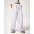 thumbnail image 6 of Women'S Wide Leg Sweatpants Baggy Drawstring High Waisted Joggers Lounge Sweat Pants with Pockets White S, 6 of 8
