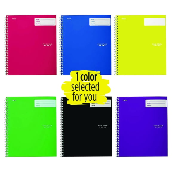 Five Star Interactive Notebook 1 Subject Wide Ruled Color Chosen For You -