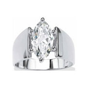 PalmBeach Jewelry Marquise-Cut Cubic Zirconia Solitaire Engagement Anniversary Ring 2.48 TCW in Gold-Plated or Sterling Silver