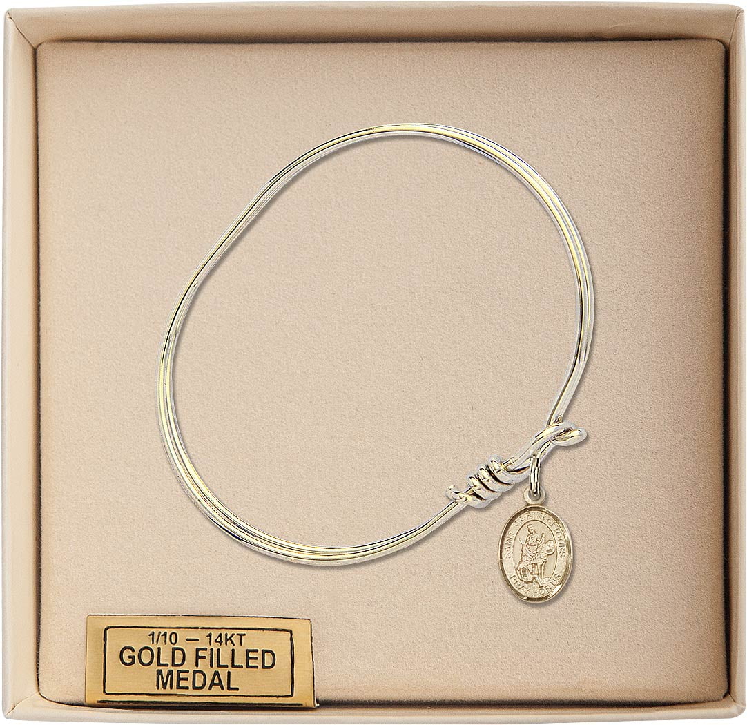 Martin of Tours in Gold-Filled Bonyak Jewelry Round Eye Hook Bangle Bracelet w//St