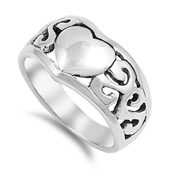 Oxidized Filigree Heart Purity Promise Ring .925 Sterling Silver Band Jewelry Female Male Size 8