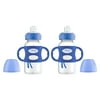 Dr. Brown's Milestones Wide-Neck Transitional Sippy Bottle with Silicone Handles - Blue - 2-Pack