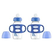Dr. Brown's Milestones Wide-Neck Transitional Sippy Bottle with Silicone Handles - Blue - 2-Pack
