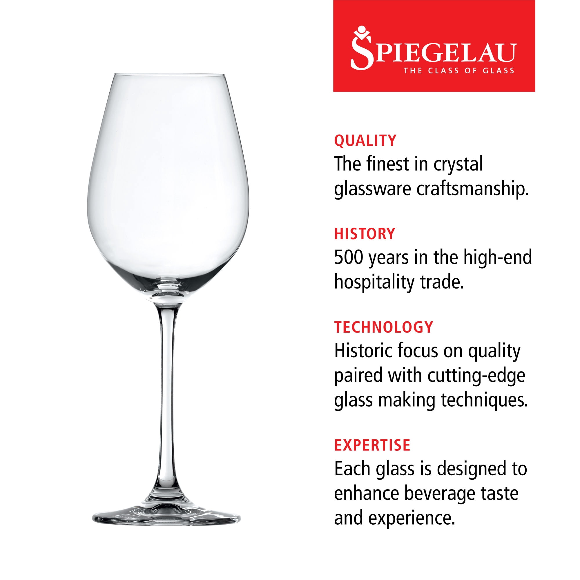 Spiegelau Salute White Wine Glasses, Set of 4 European-Made 16.4 oz