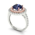 thumbnail image 2 of Halo Engagement Ring for Women - 2.6ct Simulated Blue Sapphire in 14K White/Rose Gold Promise Ring, 2 of 6