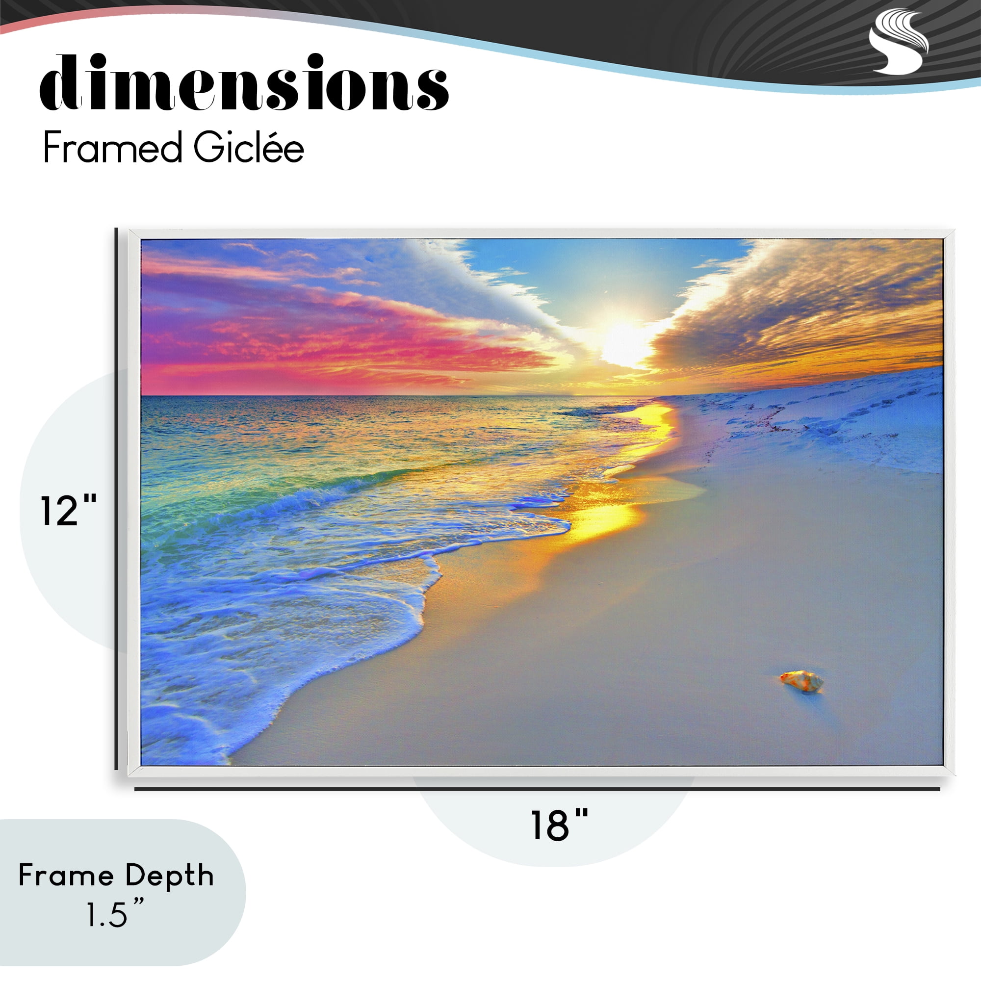 Stupell Industries Prismatic Rainbow Sunset Beach White Framed Giclee Art, design by Eszra Tanner