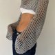 thumbnail image 4 of Top corto de crochet de manga larga para verano, tejido de punto, malla hueca, para mujer, 2024, tops de crochet Y2k, jersey de calle, 4 of 4