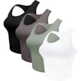thumbnail image 3 of XINQIHANG 4 Pieces Women's Crop Tops Cotton Basic Tank Tops Racerback Sleeveless Sports Workout Crop Tank Tops, 3 of 7