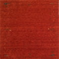 thumbnail image 1 of Ahgly Company Machine Washable Indoor Square Contemporary Neon Red Area Rugs, 3' Square, 1 of 7