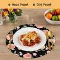 thumbnail image 4 of Peach Round 15 Inch Placemats Set of 4, Spring Floral Green Leaf Botanical Pink Fruit Black HeatResistant Non Slip Place Mats for Dining Table, Wipeable Braided Kitchen Table Mats for Housewarming, 4 of 9