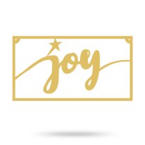 RealSteel Joy Metal Sign - Indoor/Outdoor Holiday Décor, Quality Script Wall Art with Powder-Coated Finish, Ideal for Mantles & Walls, Rust-Resistant, Made in the USA (Gold)