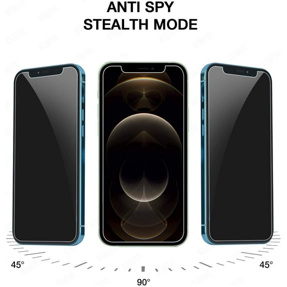 For Apple iPhone 12 /iPhone 12 Pro (6.1") Privacy Tempered Glass Screen Protector Anti Spy Case Friendly Black Screen Protector Cover [ Black ]
