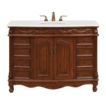 48 in. Single Bathroom Vanity with Ivory White Engineered Marble, Teak