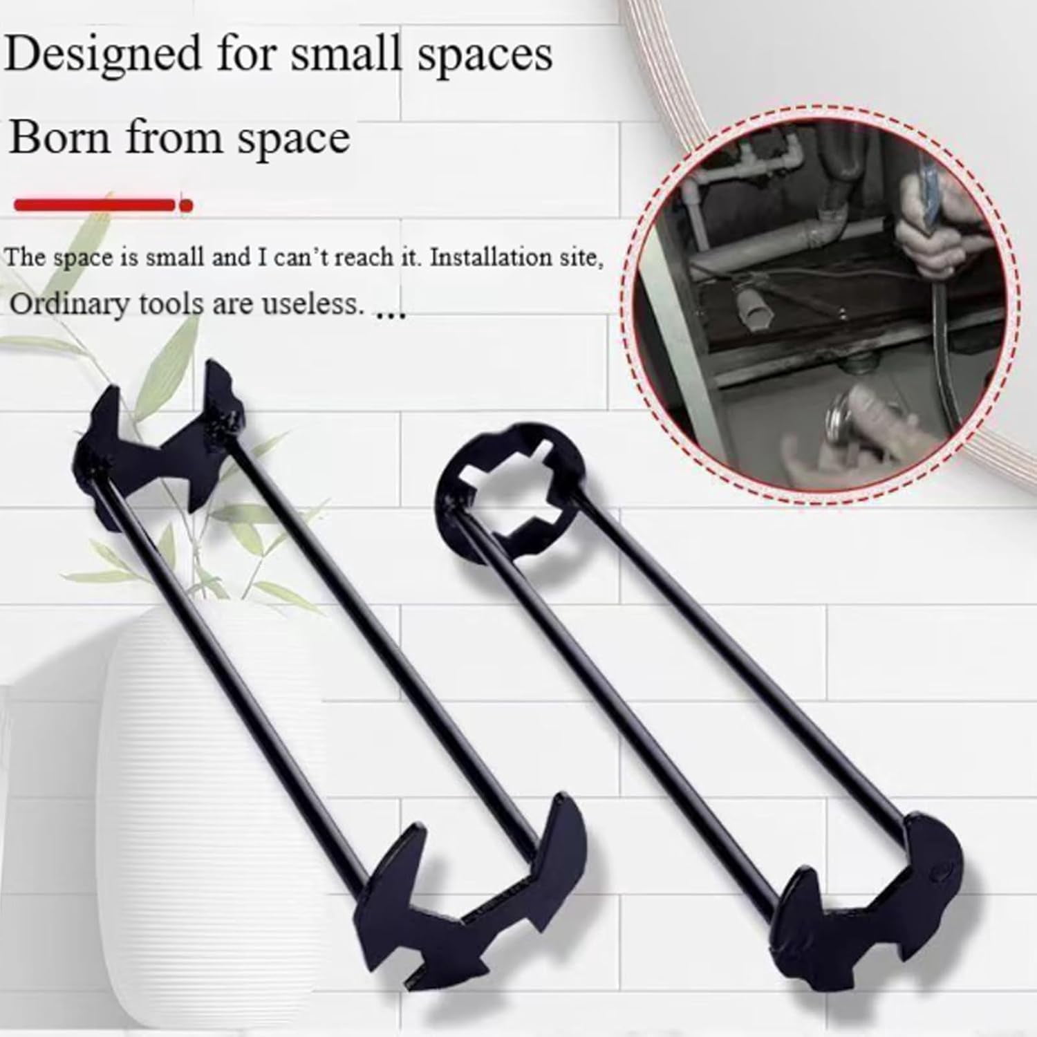 Multifunctional Sink Wrench for Plumbing Repair – Under Sink Basin Wrench for Tight Spaces, Faucet Wrench for Undermount Sink, Kitchen & Bathroom Repair Tool (#B)