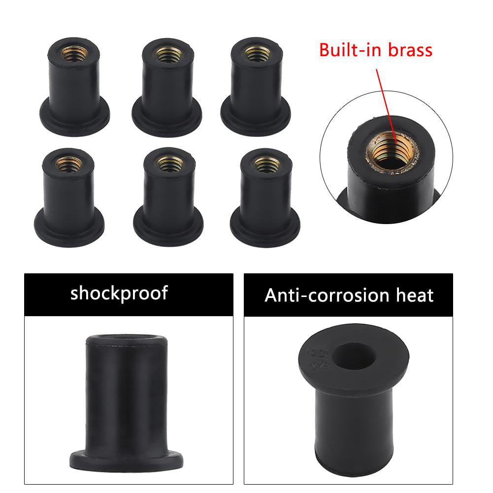 Vbestlife 12pcs Durable Metric Rubber Well Nuts Windshield Bolts for Motorcycles Kayak Canoe Boats 