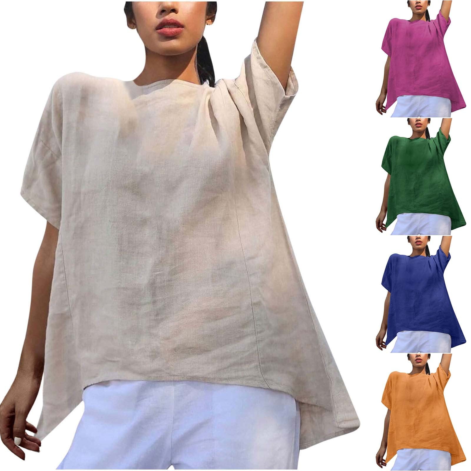 Ahuyic Womens Plus Size Short-Sleeved Top Summer Casual Blouse For Women Fashionable Women s Casual Short Sleeved Loose Round Neck Printed Top
