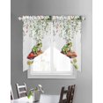 thumbnail image 3 of Mushroom Frogs Swag Valances for Windows, Spring Floral Summer Eucalyptus Leaves Rod Pocket Sheer Valances for Large Windows, Swag Toppers Light Filtering for Kitchen Living Room 2 Panels 36''x45'', 3 of 6