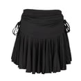 thumbnail image 4 of YM YOUMU Women Drawstring Ruched Ruffle Latin Dance Skirt Irregular Ballroom Samba Chacha Tango Mini Skater Skirt, 4 of 5