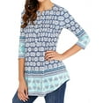 thumbnail image 3 of ZXSXSY Women Floral Print 3/4 Sleeve Buttons Pleated Front Blouse, 3 of 7