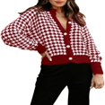 thumbnail image 1 of Cardigan Sweaters for Women Plaid Lightweight Cardigan V Neck Button Down Cardigan Long Sleeve Cable Knit Oversized Sweaters Tops, 1 of 6